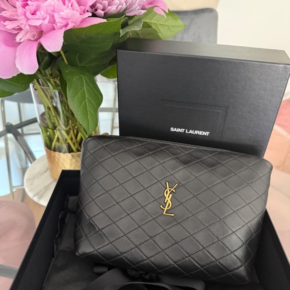 Saint Laurent Gaby Leather Cosmetics Pouch in Quilted Leather - Picture 1 of 14
